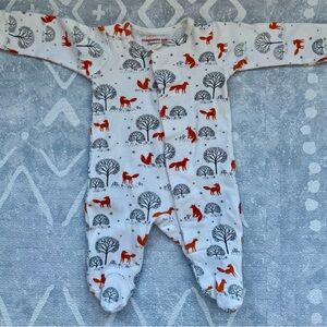 Magnetic Me White and Orange Animal Print Footie
